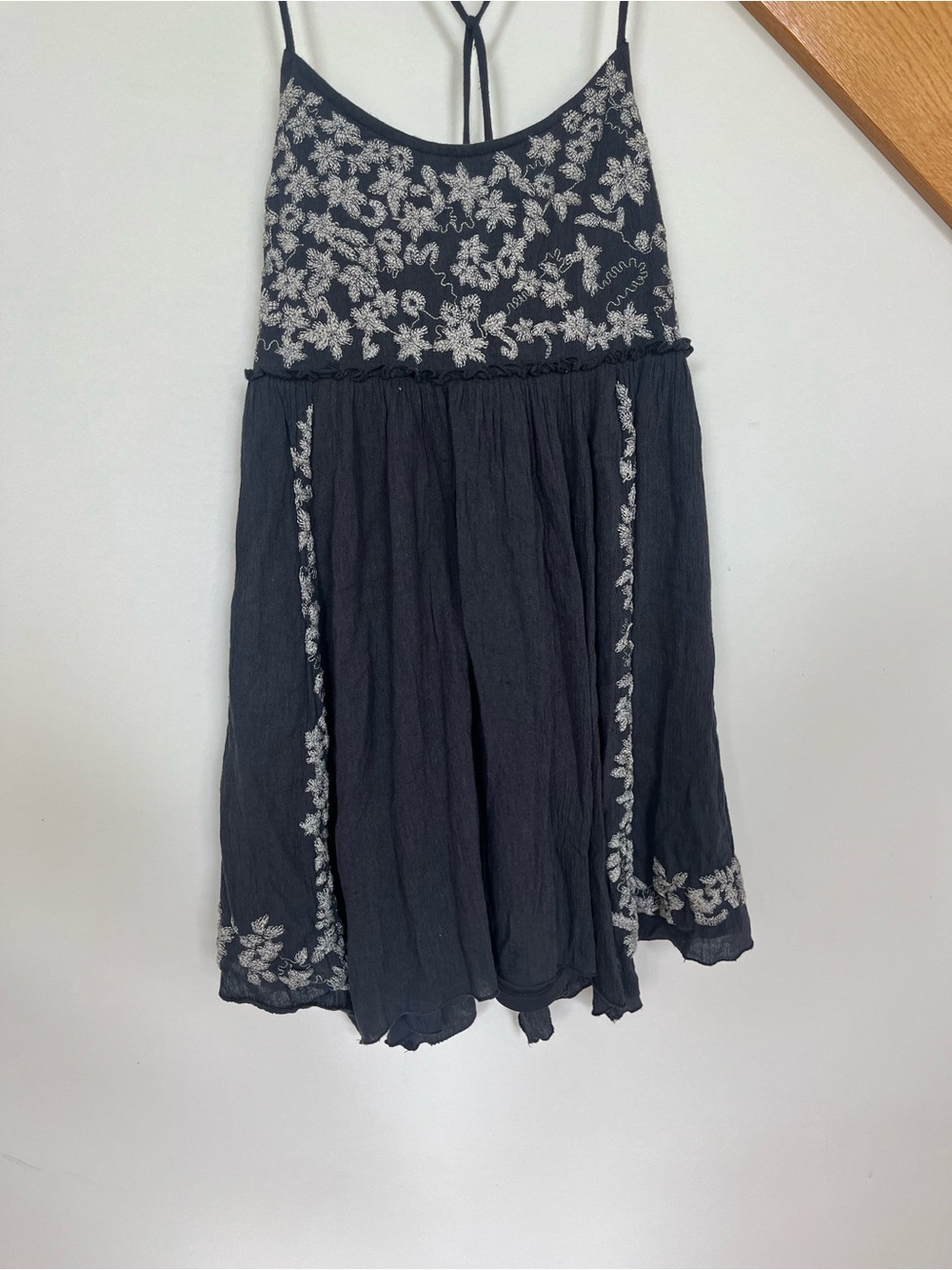 American Eagle Outfitters Navy Blue Embroidered Dress